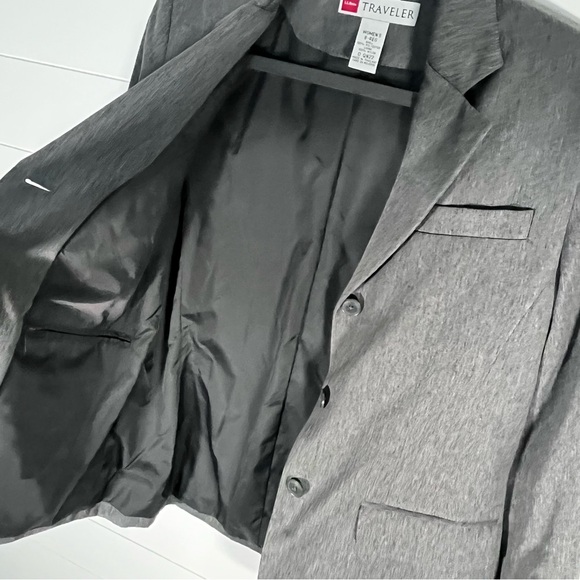 L.L. Bean Traveller Gray 3 Button Blazer Jacket Women's 8 - Picture 7 of 7